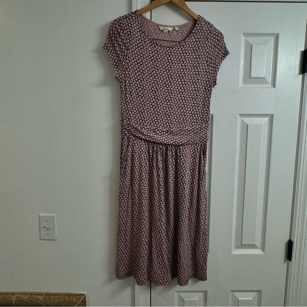Boden Pink Navy Dress Sz 6r